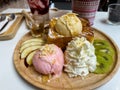 Honey toast, sweet dessert in cafe Royalty Free Stock Photo