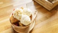 Honey toast topping by ice cream Royalty Free Stock Photo