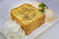 Honey toast with vanilla ice cream Royalty Free Stock Photo