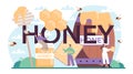 Honey typographic header. Professional hiver or beekeeper gathering honey Royalty Free Stock Photo