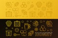 Honey vector colored linear horizontal banners set