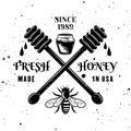 Honey vector emblem, badge, label or logo in monochrome style isolated on white background Royalty Free Stock Photo