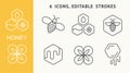 Honey vector line icons set. Editable stroke