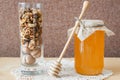Honey and walnut in a glass Royalty Free Stock Photo
