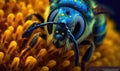 Honeybee gathering nectar on a flower pistil close up Creating using generative AI tools