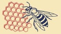 Honeybee and Natural Honeycomb Pattern, vector design Generative AI Royalty Free Stock Photo