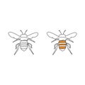 Honeybee in one line drawing style. Vector illustration.