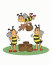 Honeybee playing honey cartoon