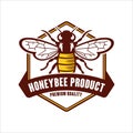 Honeybee product premium quality logo Royalty Free Stock Photo
