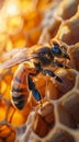 Honeybee at Work on a Honeycomb. Generative ai