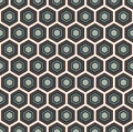 Honeycomb abstract background. Blue colors repeated hexagon tiles mosaic wallpaper. Seamless classic surface pattern Royalty Free Stock Photo