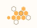 Honeycomb with abstract bee honey vector illustration asymmetrical shape. Beehive simple flat modern pattern design
