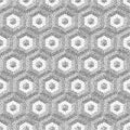 Honeycomb background. 3D mosaic. Black and white grainy design. Stippling effect. Vector illustration. Pointillism pattern