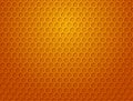 Honeycomb background. Texture and pattern of a section of wax honeycomb from a bee hive filled with golden honey. Vector orange