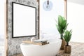 Honeycomb bathroom corner with tub, poster Royalty Free Stock Photo