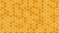 Honeycomb or beehive grid cell random color of gold or golden or honey or yellow color tone for background or Hexagonal cell textu