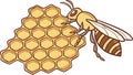 Honeycomb and Busy Bee, Nature\'s Golden Harvest, vector design Generative AI Royalty Free Stock Photo