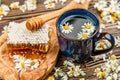 Honeycomb and chamomile tea Royalty Free Stock Photo