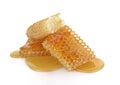 Honeycomb close up on a white background. Royalty Free Stock Photo