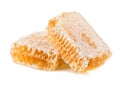 Honeycomb close-up on white background Royalty Free Stock Photo