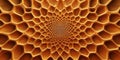 Honeycomb Fractal Pattern: Symmetrical Structure with Repeating Hexagonal Cells in Warm Tones