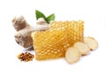 Honeycomb with ginger root and pollen Royalty Free Stock Photo