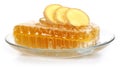 Honeycomb with ginger slices in glass dish