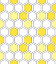 Honeycomb grid colorful vector seamless pattern.