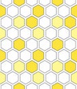 Honeycomb grid colorful vector seamless pattern.