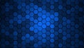 Honeycomb Grid tile random background or Hexagonal cell texture. in color Blue with dark or black gradient. Tecnology concept. wit Royalty Free Stock Photo