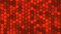 Honeycomb Grid tile random background or Hexagonal cell texture. in color Bright Red with dark or black gradient. Tecnology concep Royalty Free Stock Photo