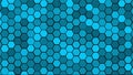 Honeycomb Grid tile random background or Hexagonal cell texture. in color Bright Sky Blue with dark or black gradient. Tecnology c Royalty Free Stock Photo