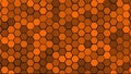 Honeycomb Grid tile random background or Hexagonal cell texture. in color orange with dark or black gradient. Tecnology concept. w