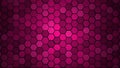 Honeycomb Grid tile random background or Hexagonal cell texture. in color Plastic Pink with dark or black gradient. Tecnology conc