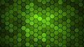 Honeycomb Grid tile random background or Hexagonal cell texture. in color UFO Green with dark or black gradient. Tecnology concept