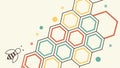 Honeycomb Hexagon Pattern with Bee Illustration, vector design Generative AI Royalty Free Stock Photo
