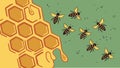 Honeycomb Hexagon Pattern with Bees, vector design Generative AI Royalty Free Stock Photo