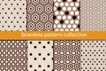 Honeycomb, hexagon seamless pattern collection. Geo design background set. Classic geometric mosaic tiles print kit Royalty Free Stock Photo