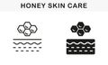 Honeycomb Hexagon on Skin Structure Symbol Collection. Honey Product for Skin Care Line and Silhouette Black Icon Set