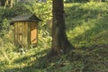 Honeycomb hive rustic village soft focus object nature garden scenic place outdoor environment with tree foreground