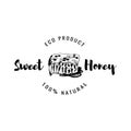 Honeycomb Label. Sweet Honey Badge. Vector Illustration