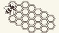 Honeycomb Pattern with Bee Icon, vector design Generative AI Royalty Free Stock Photo