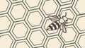 Honeycomb Pattern with Bee Vector Icon, vector design Generative AI Royalty Free Stock Photo