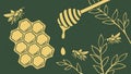 Honeycomb Pattern with Bees and Honey Drip, vector design Generative AI Royalty Free Stock Photo