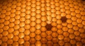 Honeycomb Pattern, Hexagonal Cells with Warm Golden Light, Abstract Beeswax Texture Royalty Free Stock Photo