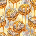 Honeycomb Pattern with Honey Dripping Illustration Royalty Free Stock Photo
