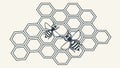 Honeycomb Pattern with Two Bees, Nature and Industry, vector design Generative AI Royalty Free Stock Photo
