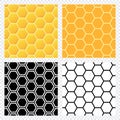 Honeycomb seamless pattern set. Abstract geometric yellow honeycomb seamless pattern set. Hexagon pattern set. Vector illustration Royalty Free Stock Photo