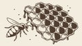 Honeycomb and Single Bee, Essential Pollinator, Natural Sweetness, vector design Generative AI Royalty Free Stock Photo