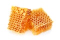 Honeycomb slice closeup on white